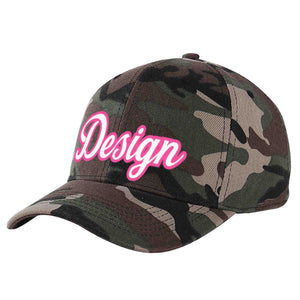 Casquette de baseball personnalisée camouflage blanc-rose avec avant-toit incurvé et design sportif