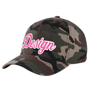 Casquette de baseball personnalisée camouflage rose-blanc avec avant-toit incurvé et design sportif