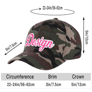 Casquette de baseball personnalisée camouflage rose-blanc avec avant-toit incurvé et design sportif