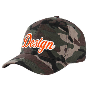 Casquette de baseball personnalisée camouflage orange-blanc avec avant-toit incurvé et design sportif