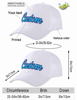 Conception personnalisée de casquette de baseball de sport incurvée bleu clair-violet blanc pour hommes/femmes/jeunes