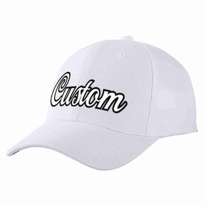 Conception personnalisée de casquette de baseball de sport incurvée blanc-noir blanc pour hommes/femmes/jeunes