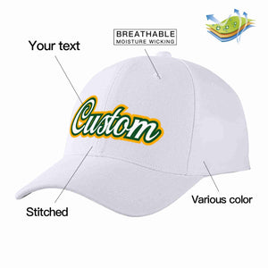 Conception personnalisée de casquette de baseball de sport incurvée blanc-vert Kelly pour hommes/femmes/jeunes