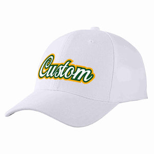 Conception personnalisée de casquette de baseball de sport incurvée blanc-vert Kelly pour hommes/femmes/jeunes