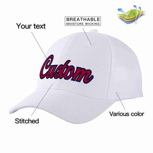 Conception personnalisée de casquette de baseball de sport incurvée blanc rouge-marine pour hommes/femmes/jeunes