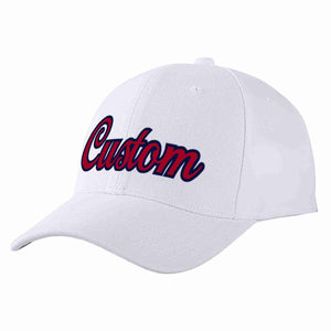 Conception personnalisée de casquette de baseball de sport incurvée blanc rouge-marine pour hommes/femmes/jeunes