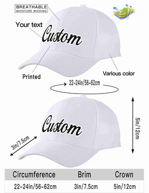 Custom White Black-White Curved Eaves Sport Baseball Cap Design for Men/Women/Youth