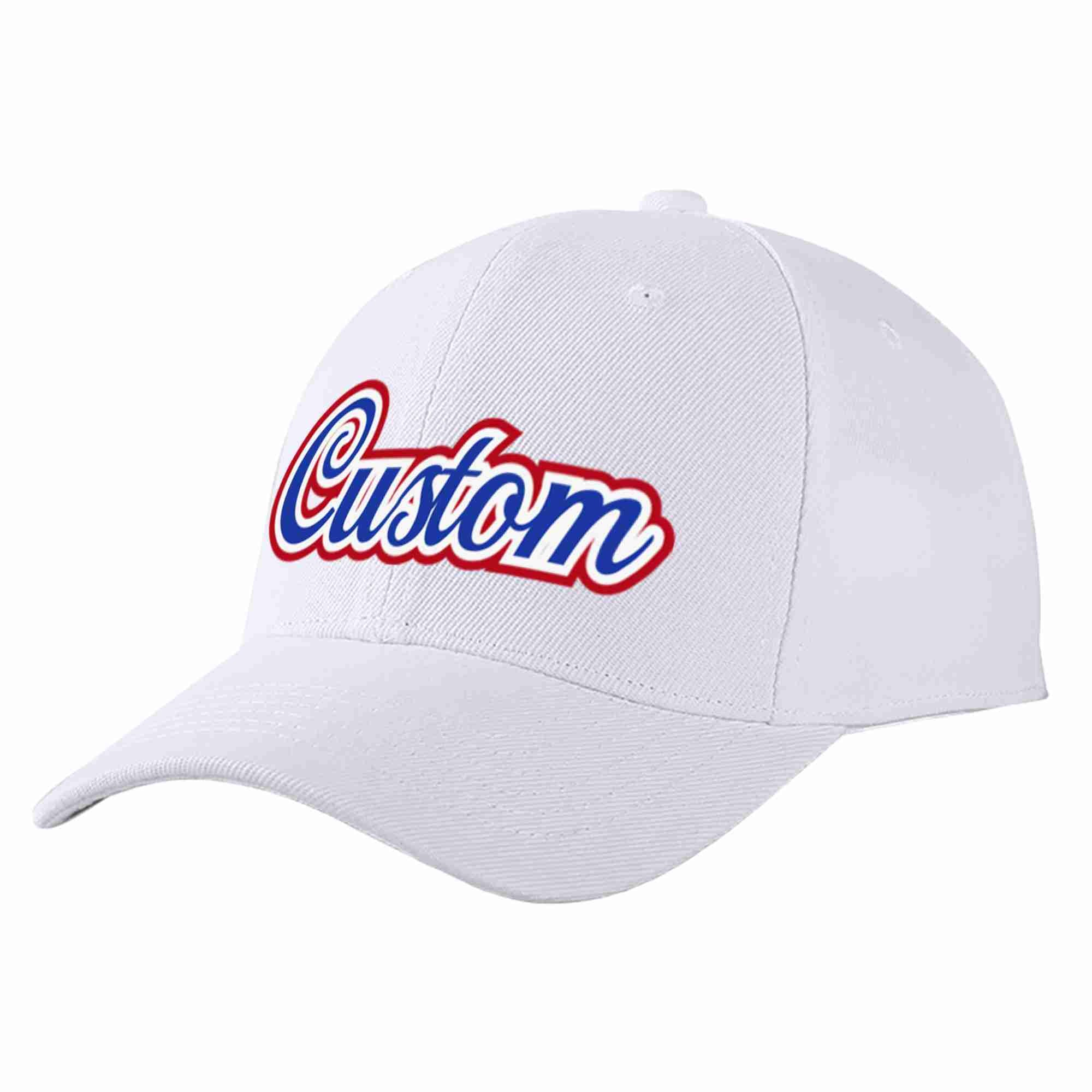 Custom White Royal-White Curved Eaves Sport Baseball Cap Design for Men/Women/Youth