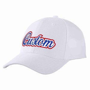 Conception personnalisée de casquette de baseball de sport incurvée blanc royal-blanc pour hommes/femmes/jeunes