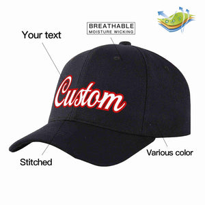 Custom Black White-Red Curved Eaves Sport Baseball Cap Design for Men/Women/Youth