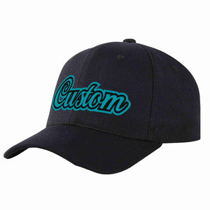 Custom Black Aqua-Black Curved Eaves Sport Baseball Cap Design for Men/Women/Youth