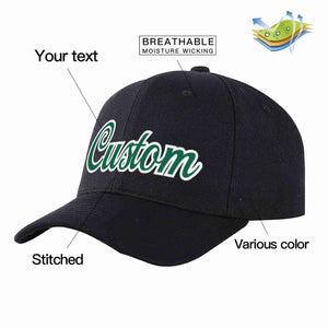 Custom Black Kelly Green-White Curved Eaves Sport Baseball Cap Design for Men/Women/Youth