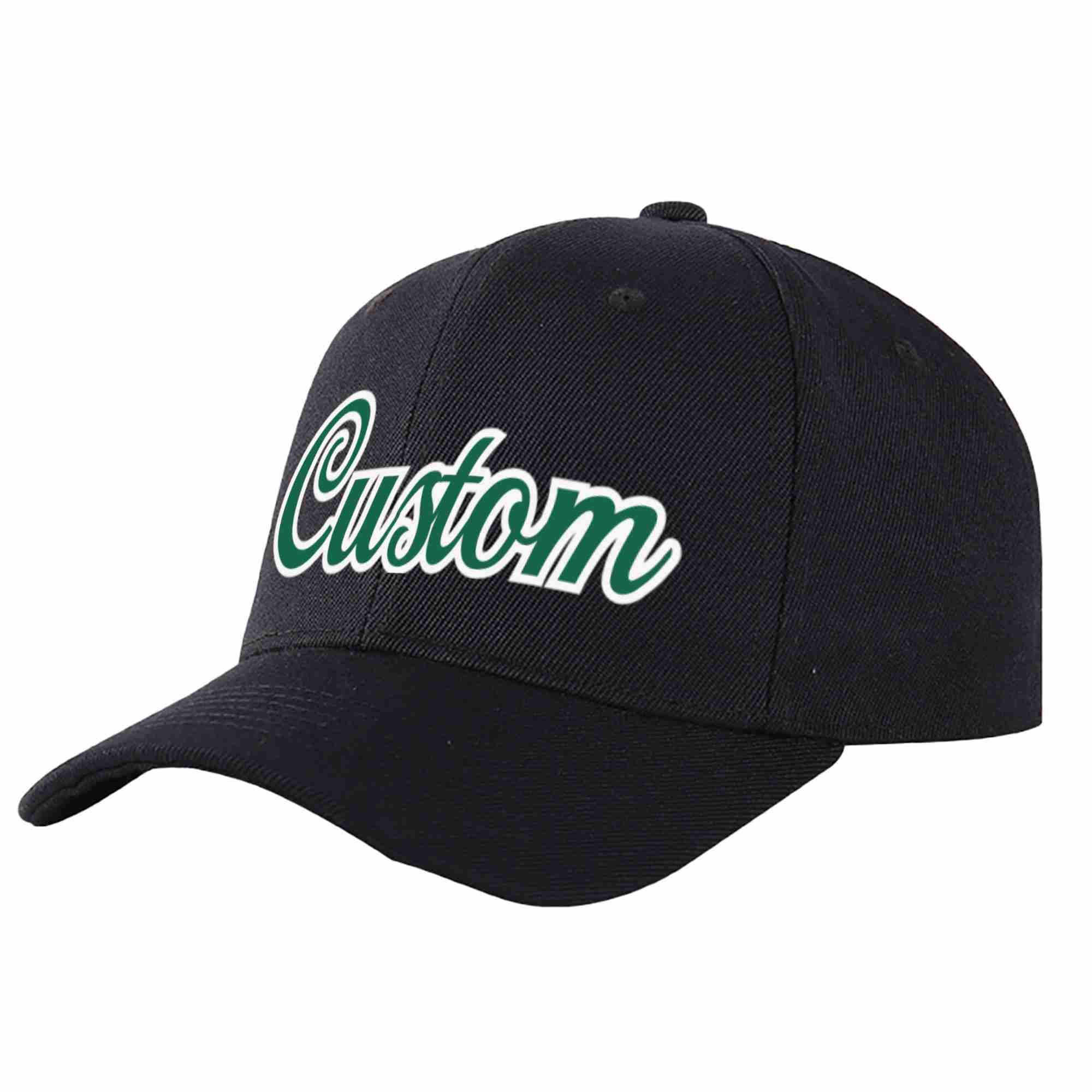 Casquette de baseball de sport incurvée noire Kelly vert-blanc pour hommes/femmes/jeunes