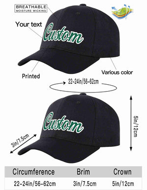 Custom Black Kelly Green-White Curved Eaves Sport Baseball Cap Design for Men/Women/Youth