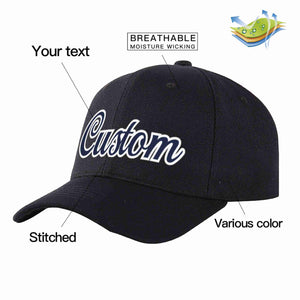 Custom Black Navy-White Curved Eaves Sport Baseball Cap Design for Men/Women/Youth