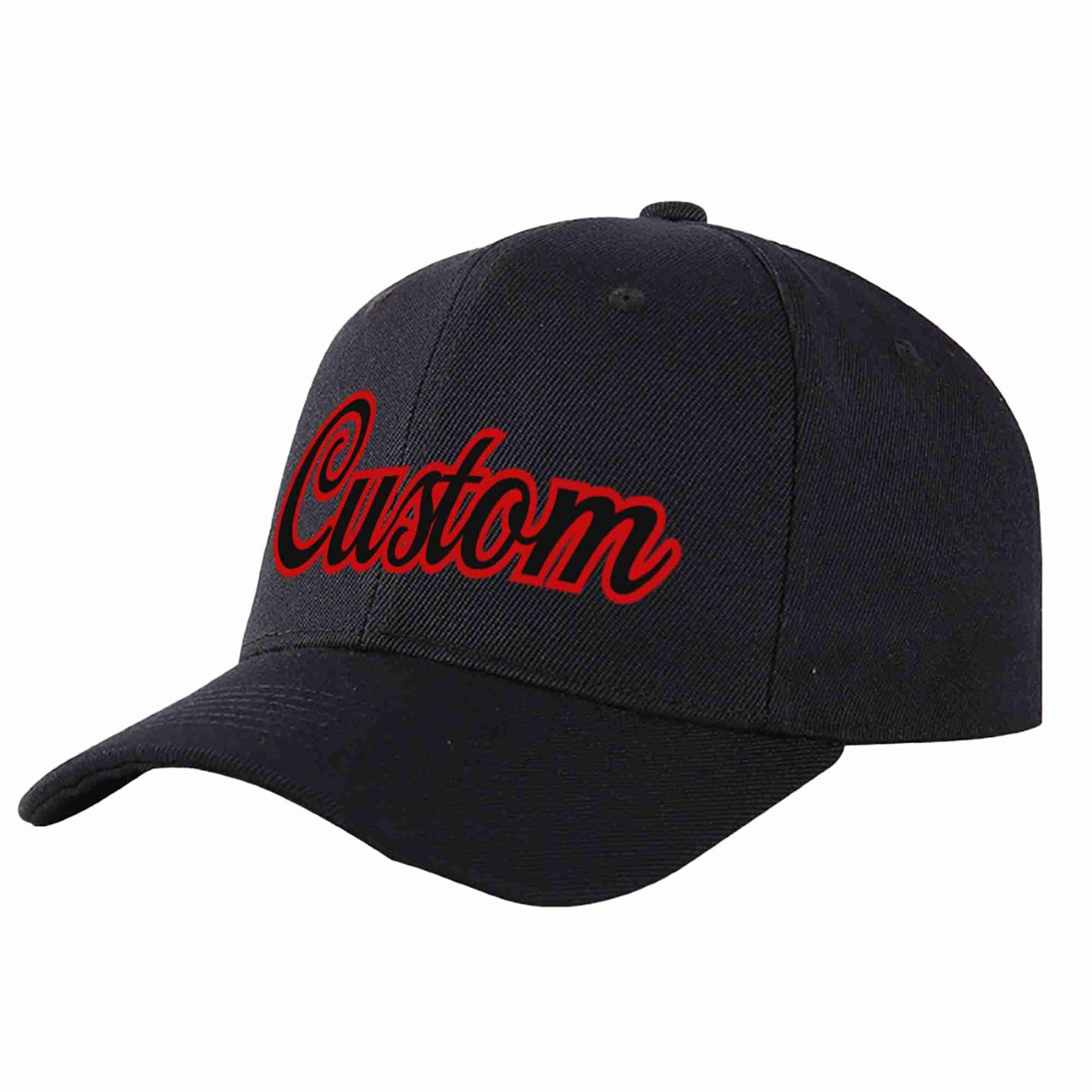 Casquette de baseball de sport incurvée noire, noire et rouge, personnalisée, pour hommes/femmes/jeunes