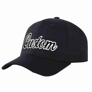 Conception personnalisée de casquette de baseball de sport incurvée noir noir-blanc pour hommes/femmes/jeunes