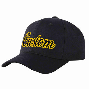 Custom Black Black-Gold Curved Eaves Sport Baseball Cap Design for Men/Women/Youth