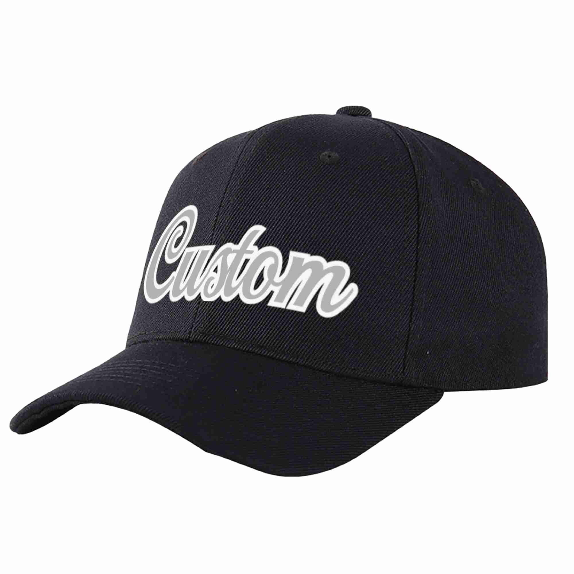 Custom Black Gray-White Curved Eaves Sport Baseball Cap Design for Men/Women/Youth