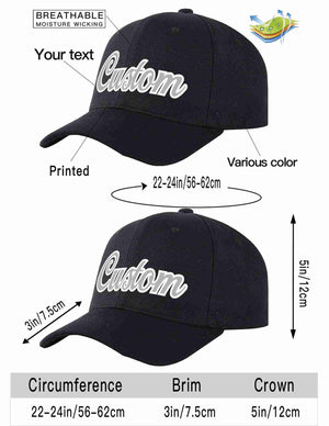 Custom Black Gray-White Curved Eaves Sport Baseball Cap Design for Men/Women/Youth