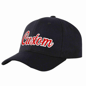 Conception personnalisée de casquette de baseball de sport incurvée noir rouge-blanc pour hommes/femmes/jeunes