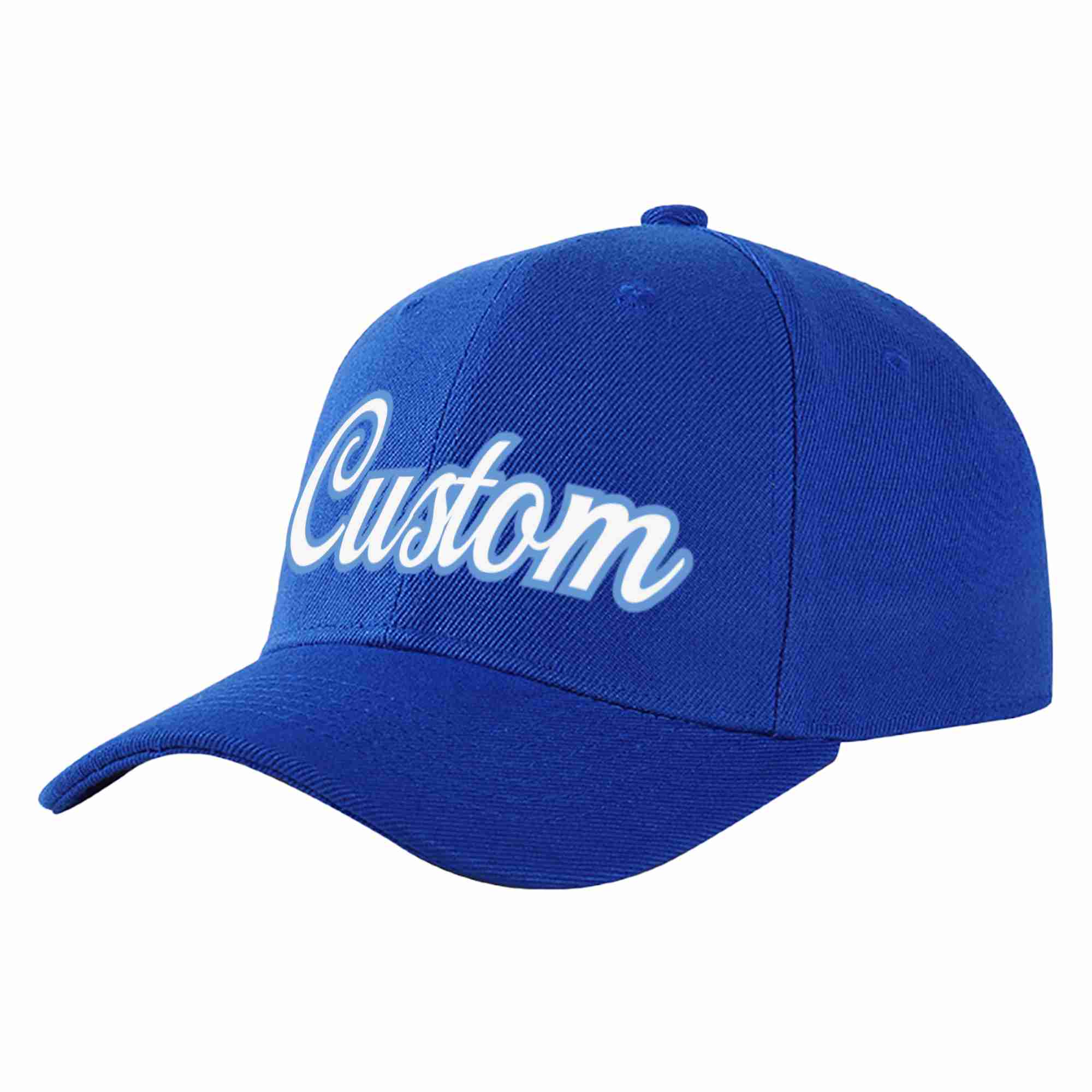 Custom Royal White-Light Blue Curved Eaves Sport Baseball Cap Design for Men/Women/Youth