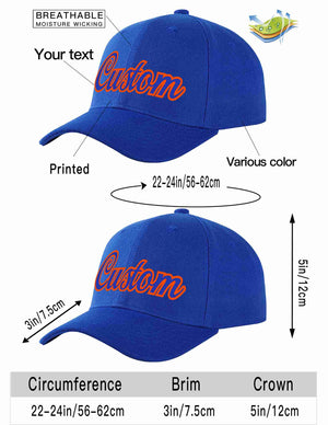 Custom Royal Royal-Orange Curved Eaves Sport Baseball Cap Design for Men/Women/Youth