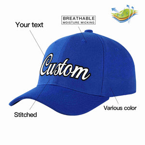 Custom Royal White-Black Curved Eaves Sport Baseball Cap Design for Men/Women/Youth