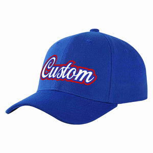 Casquette de baseball personnalisée Royal White-Royal Curved Eaves Sport pour hommes/femmes/jeunes