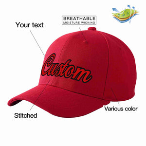 Conception personnalisée de casquette de baseball de sport incurvée rouge-noir rouge pour hommes/femmes/jeunes