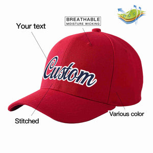 Conception personnalisée de casquette de baseball de sport incurvée rouge marine-blanc pour hommes/femmes/jeunes