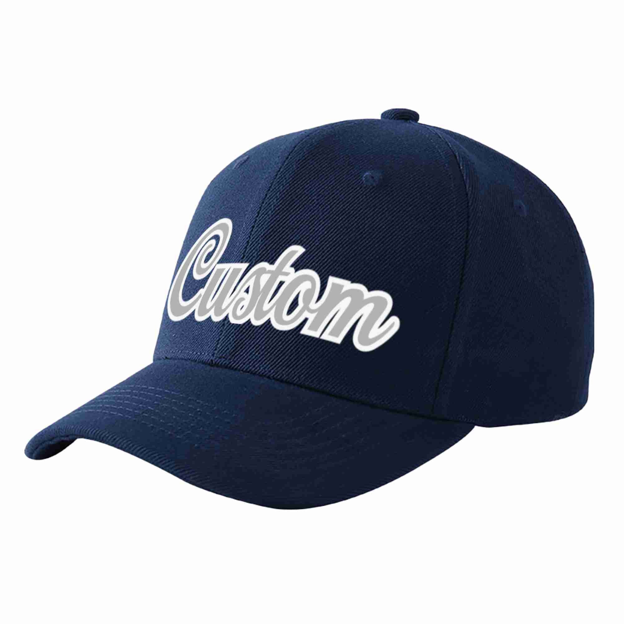 Custom Navy Gray-White Curved Eaves Sport Baseball Cap Design for Men/Women/Youth