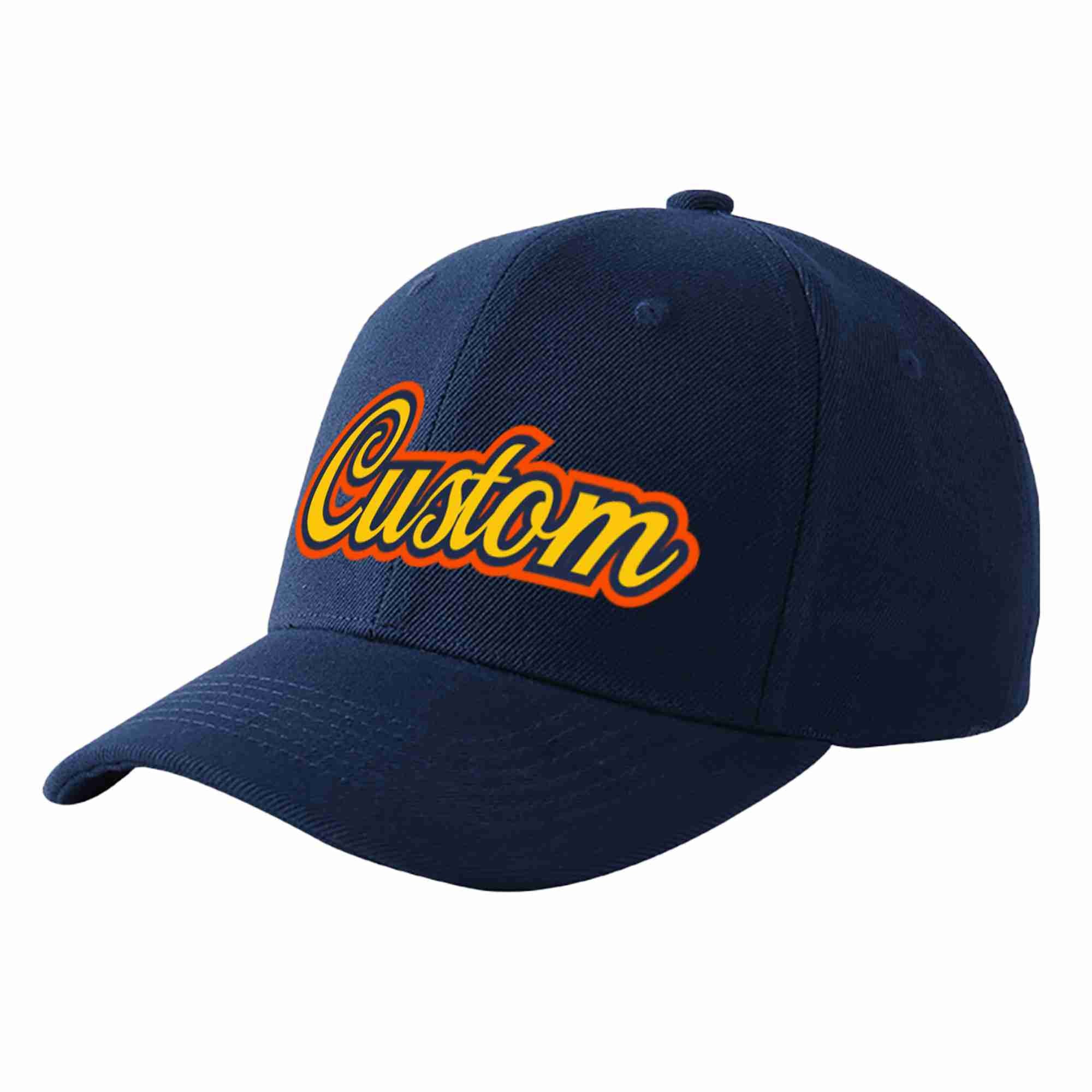 Custom Navy Gold-Navy Curved Eaves Sport Baseball Cap Design for Men/Women/Youth