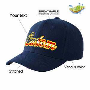 Custom Navy Vintage USA Flag-Gold Curved Eaves Sport Baseball Cap Design for Men/Women/Youth