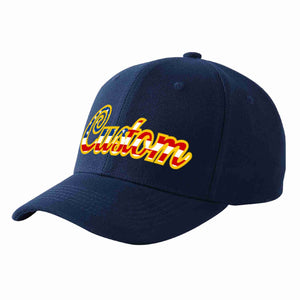 Custom Navy Vintage USA Flag-Gold Curved Eaves Sport Baseball Cap Design for Men/Women/Youth