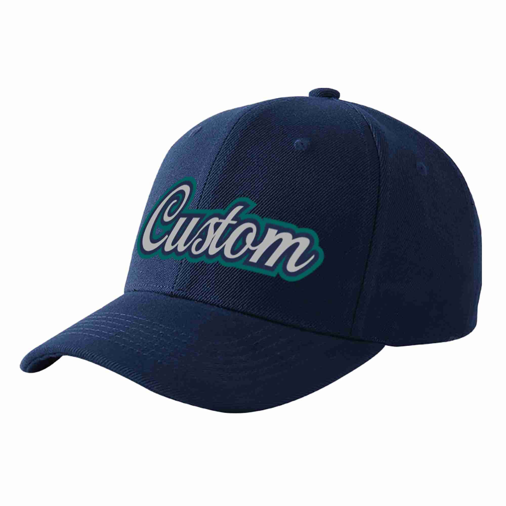 Custom Navy Gray-Navy Curved Eaves Sport Baseball Cap Design for Men/Women/Youth