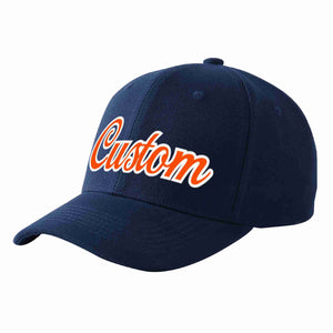 Conception personnalisée de casquette de baseball de sport incurvée orange-blanc marine pour hommes/femmes/jeunes