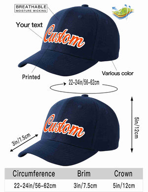 Conception personnalisée de casquette de baseball de sport incurvée orange-blanc marine pour hommes/femmes/jeunes