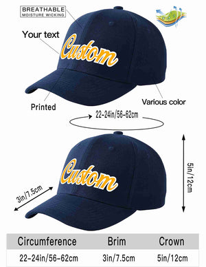 Custom Navy Yellow-White Curved Eaves Sport Baseball Cap Design for Men/Women/Youth