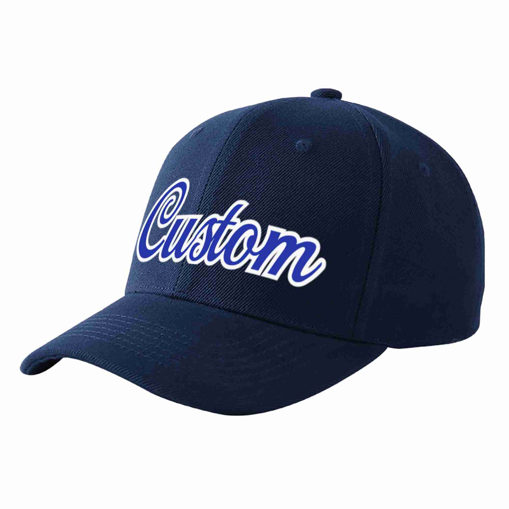 Custom Navy Royal-White Curved Eaves Sport Baseball Cap Design for Men/Women/Youth