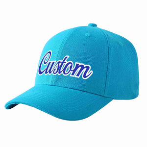 Casquette de baseball de sport incurvée Aqua Royal-White personnalisée pour hommes/femmes/jeunes