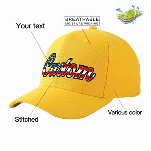 Custom Gold Vintage USA Flag-Gold Curved Eaves Sport Baseball Cap Design for Men/Women/Youth