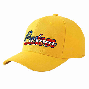 Custom Gold Vintage USA Flag-Gold Curved Eaves Sport Baseball Cap Design for Men/Women/Youth