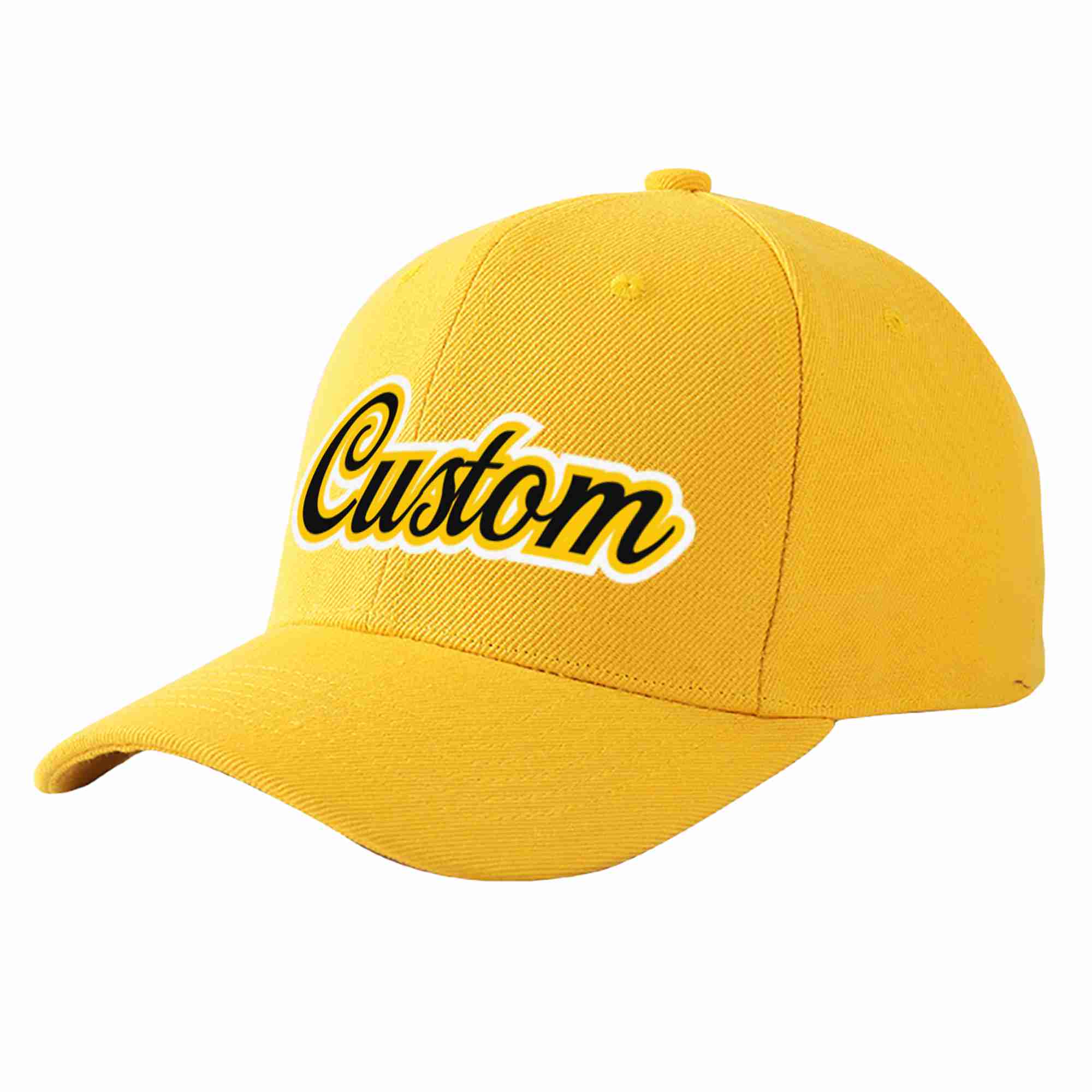 Custom Gold Black-Gold Curved Eaves Sport Baseball Cap Design for Men/Women/Youth