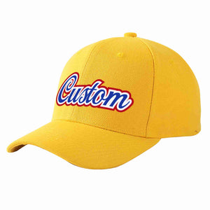 Custom Gold Royal-White Curved Eaves Sport Baseball Cap Design for Men/Women/Youth