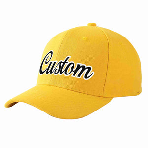 Custom Gold Black-White Curved Eaves Sport Baseball Cap Design for Men/Women/Youth