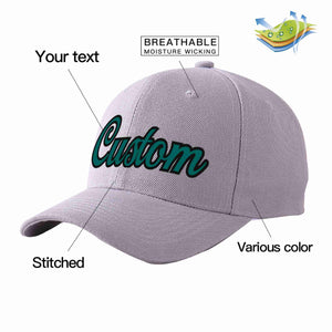 Custom Gray Aqua-Black Curved Eaves Sport Baseball Cap Design for Men/Women/Youth