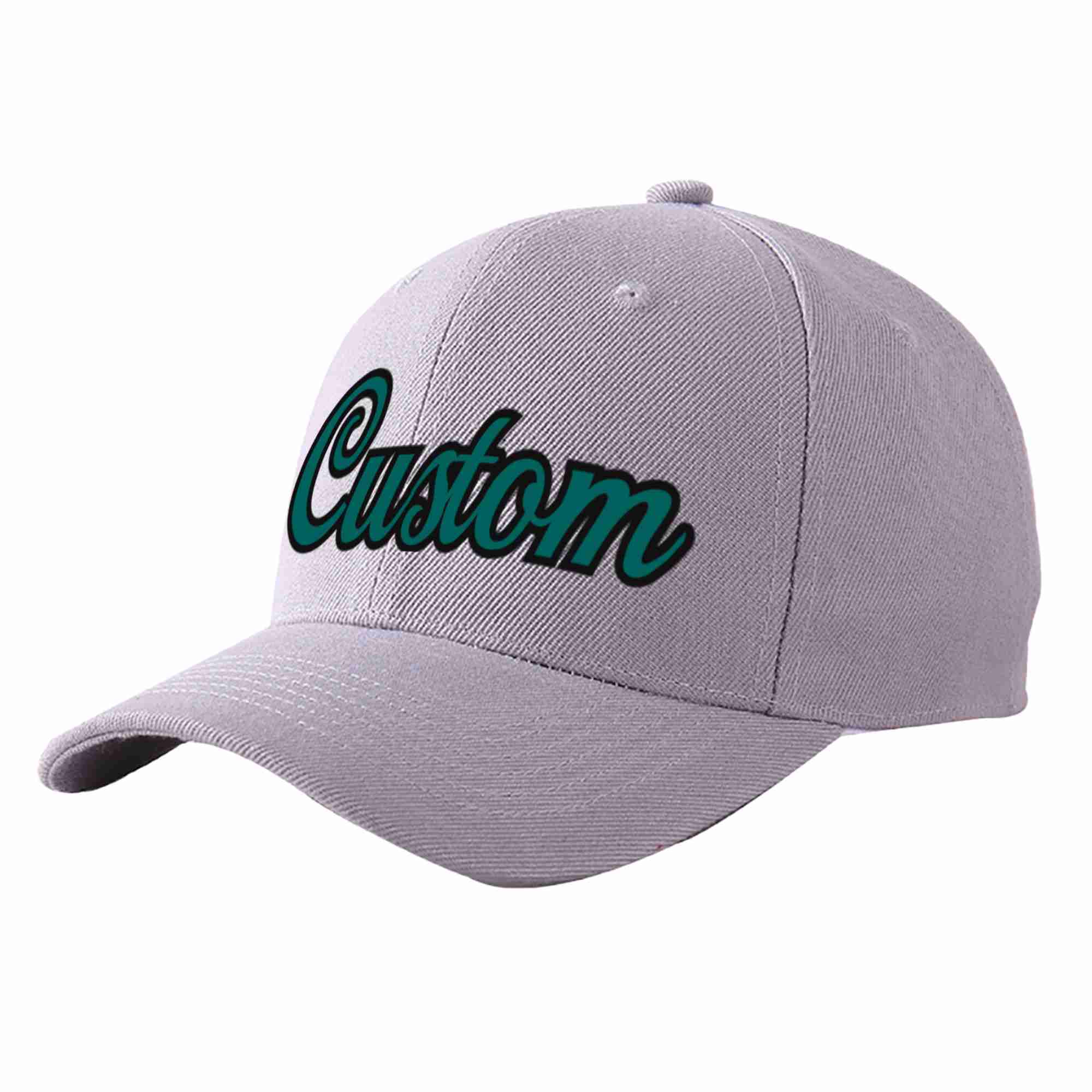 Conception personnalisée de casquette de baseball de sport incurvée gris aqua-noir pour hommes/femmes/jeunes