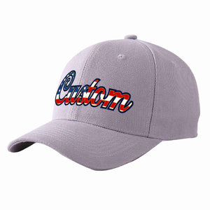 Custom Gray Vintage USA Flag-Gold Curved Eaves Sport Baseball Cap Design for Men/Women/Youth