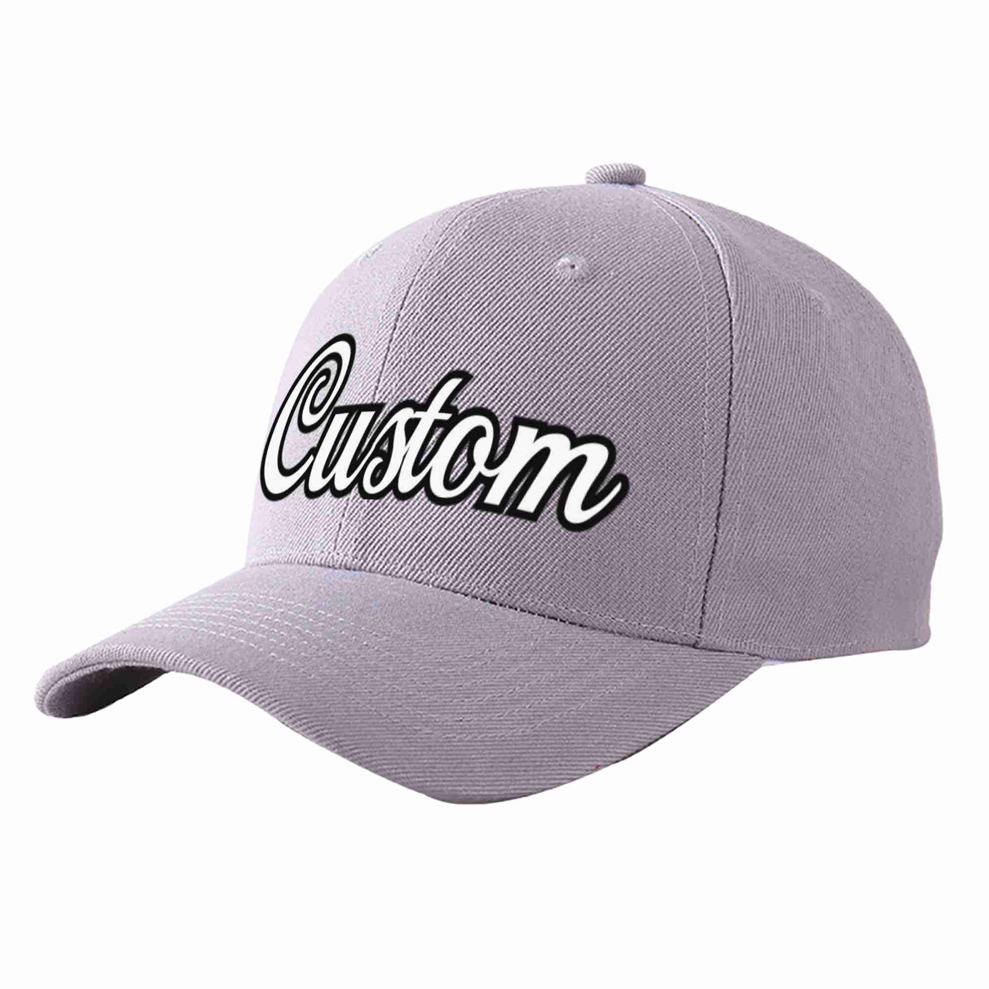 Conception de casquette de baseball de sport incurvée personnalisée gris blanc-noir pour hommes/femmes/jeunes